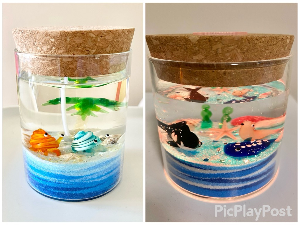 sea animal glass figurine gel candle with LED light