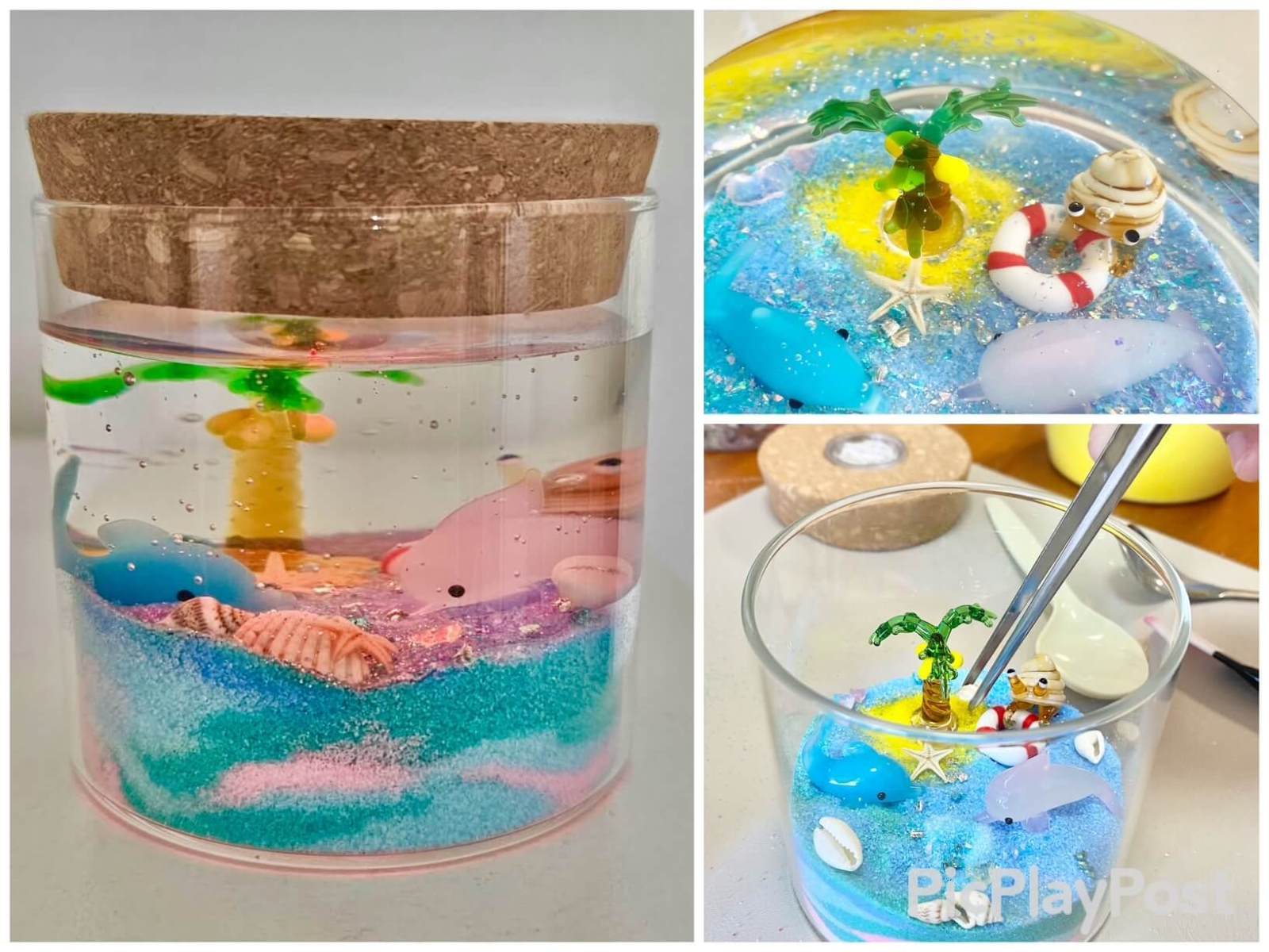 kids gel candle workshop Gold Coast with glass figurines