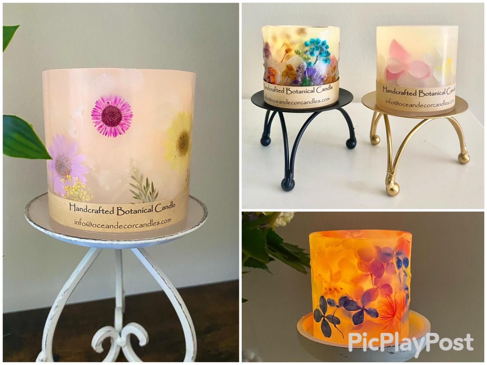 handmade botanical lantern with soy candle or LED candle 